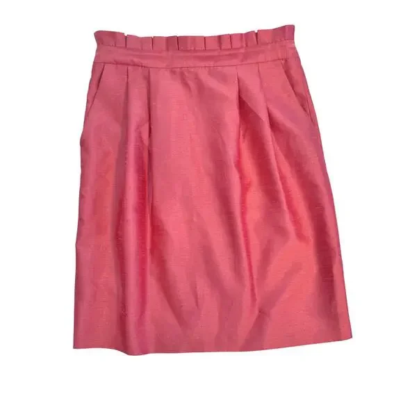 Alice + Olivia Toni Paper-Bag Skirt Satin Pink Women’s 8 Pencil Office Barbie - Picture 3 of 16